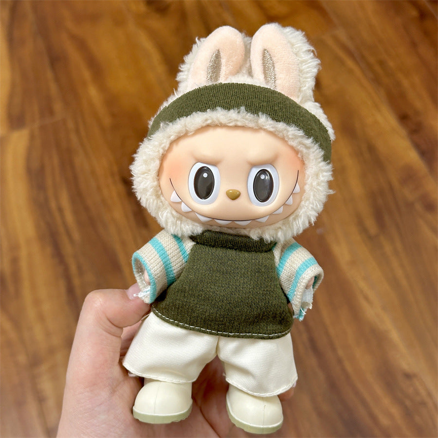 Only clothes for sale cloth baby clothes 17cm plush vinyl labubu sit party generation two generation for suit