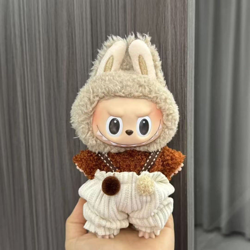 Rab cloth doll labubu17cm pendant one or two generations of vinyl plush doll suit accessories for clothes