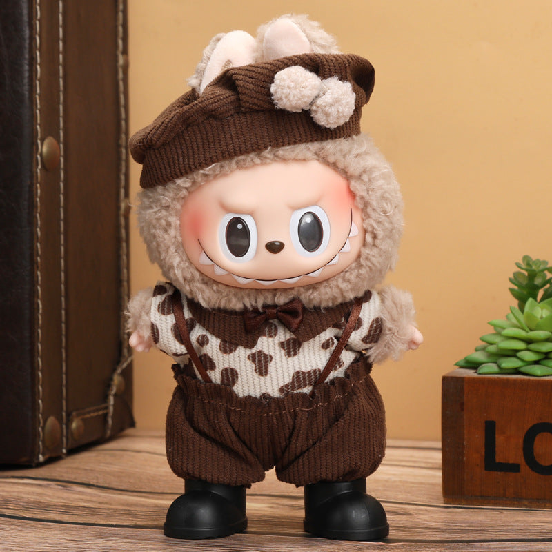 Wholesale 17cm Rab cloth doll labubu generation one or two sitting party suit change clothes vinyl doll