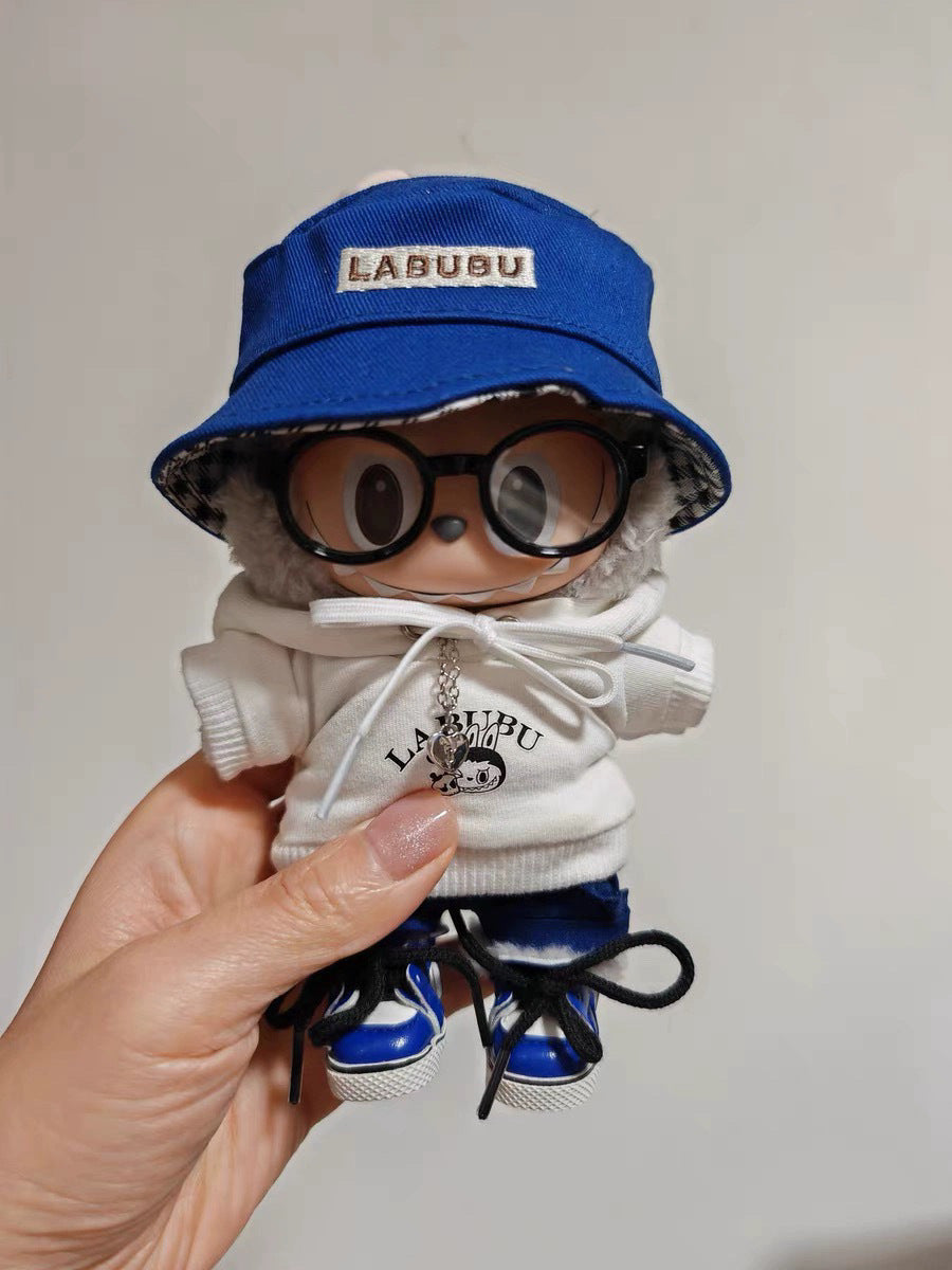 Labubu 17cm Baseball Uniform Set with Black Glasses
