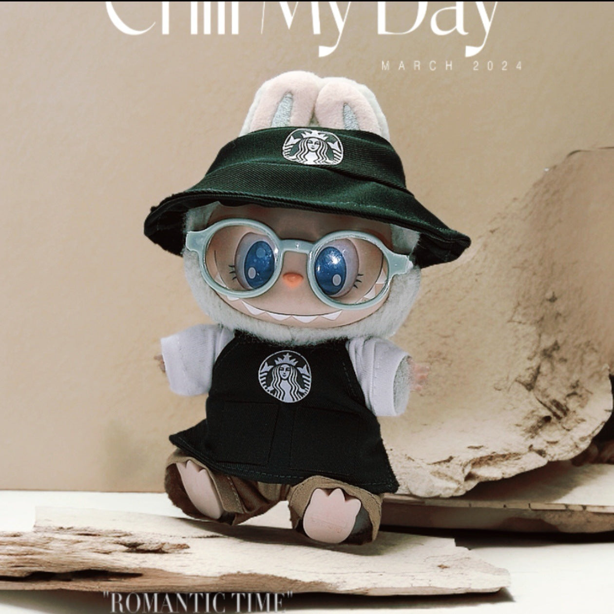 Labubu Doll Starbucks Outfit Set for 17cm Vinyl Doll