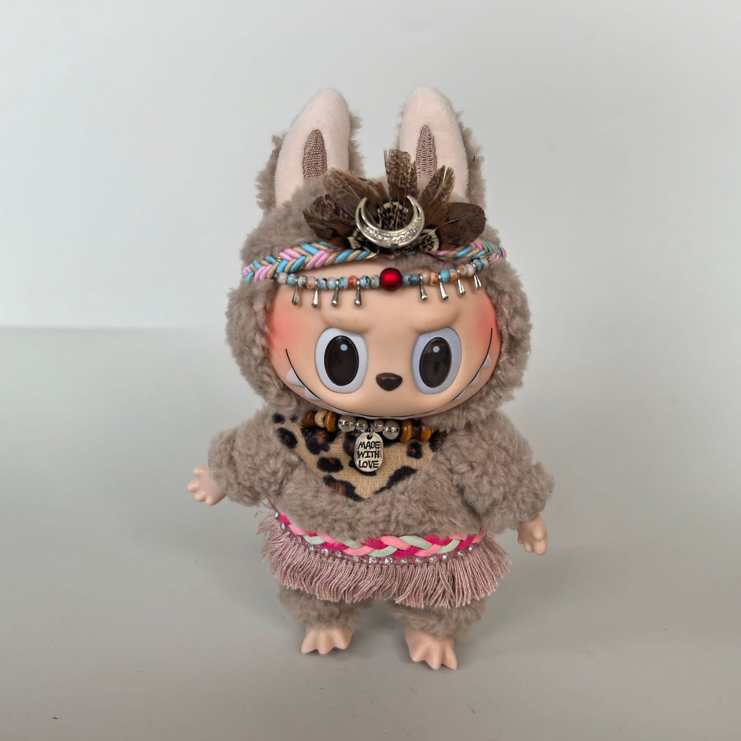 Labubu Doll 17cm Outfit Set - Headscarf, Scarf, Necklace & Skirt