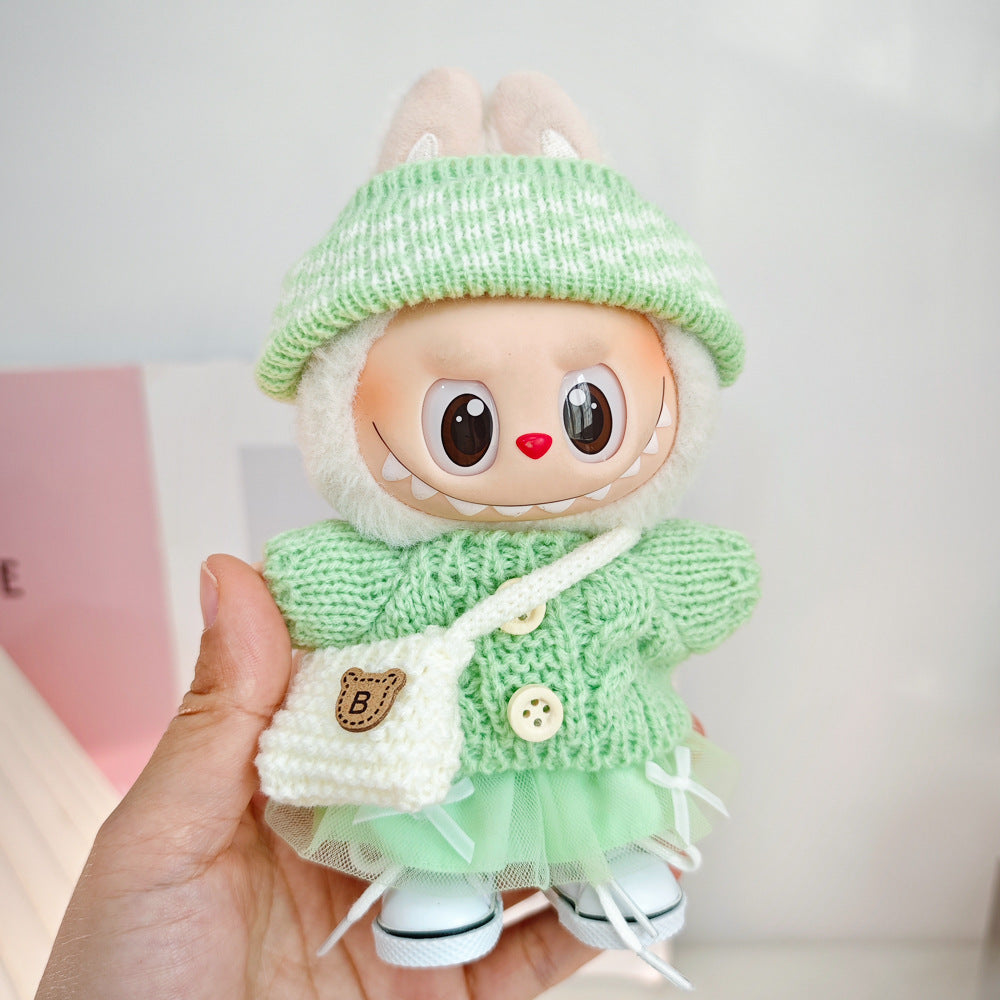 Labubu Doll Outfit - 17cm Sweater, Skirt & Accessories Set
