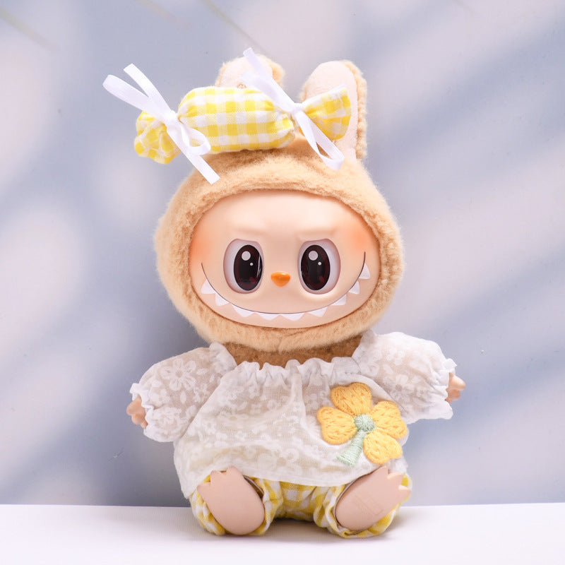Labubu Doll Candy Flower Plaid Pants Suit - Baby Clothes for Pendant Doll