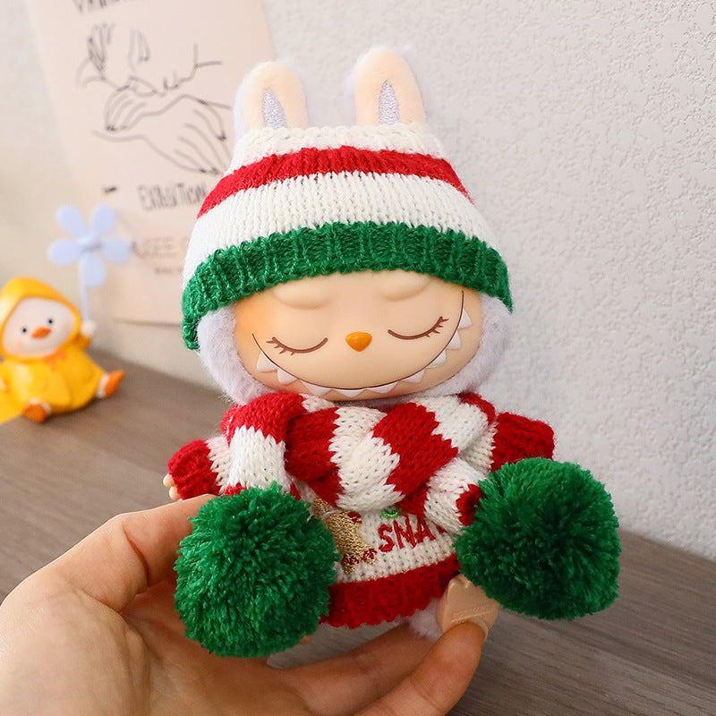 Clothes Only/One or Two Generation Keychain Labubu Clothes Rab Cloth Doll Christmas Cloak Sweater suit Hat