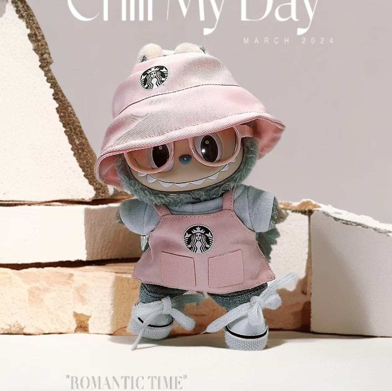 Labubu Doll Overalls Set for 17cm Vinyl Dolls