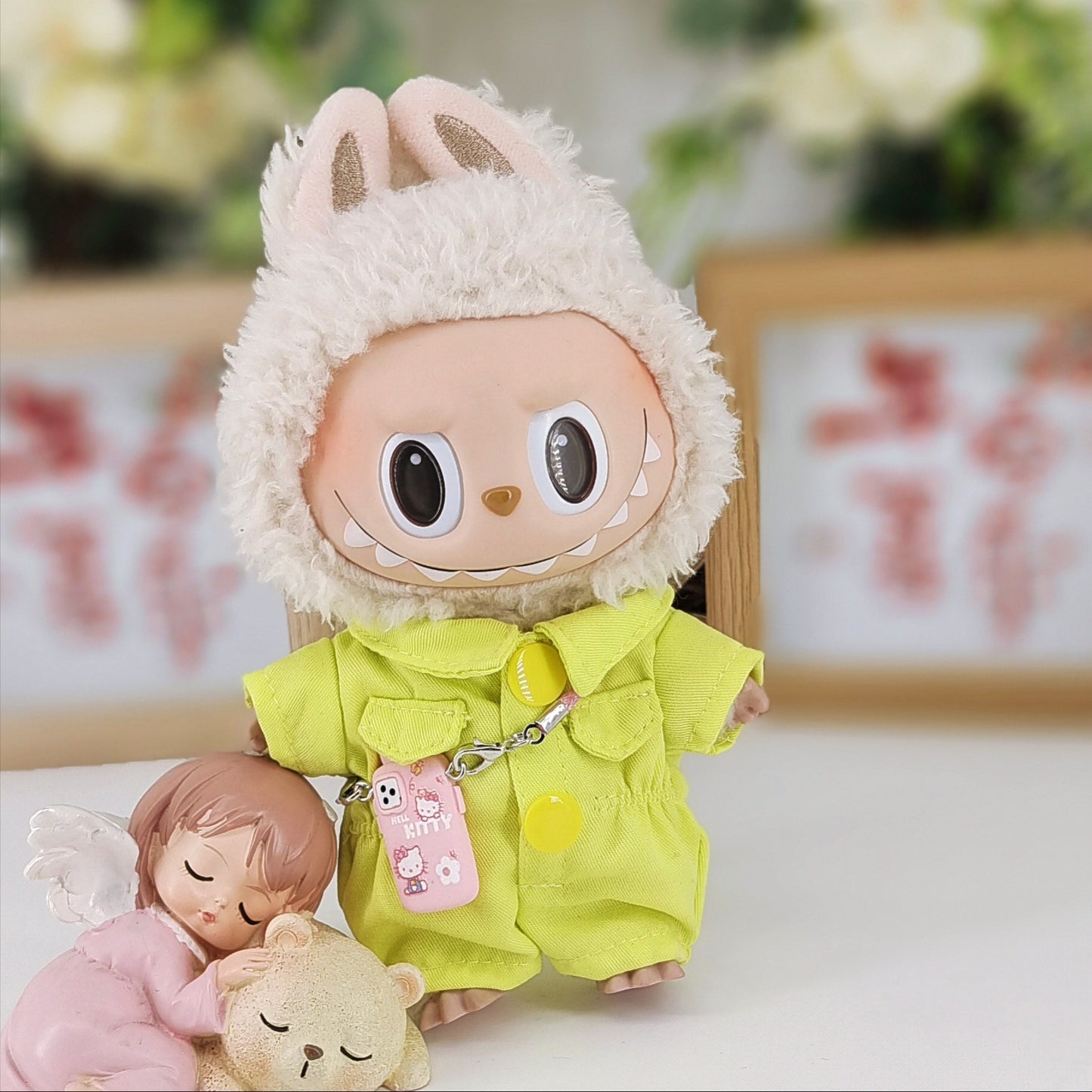Labubu Doll Pink Jumpsuit Outfit with Accessories