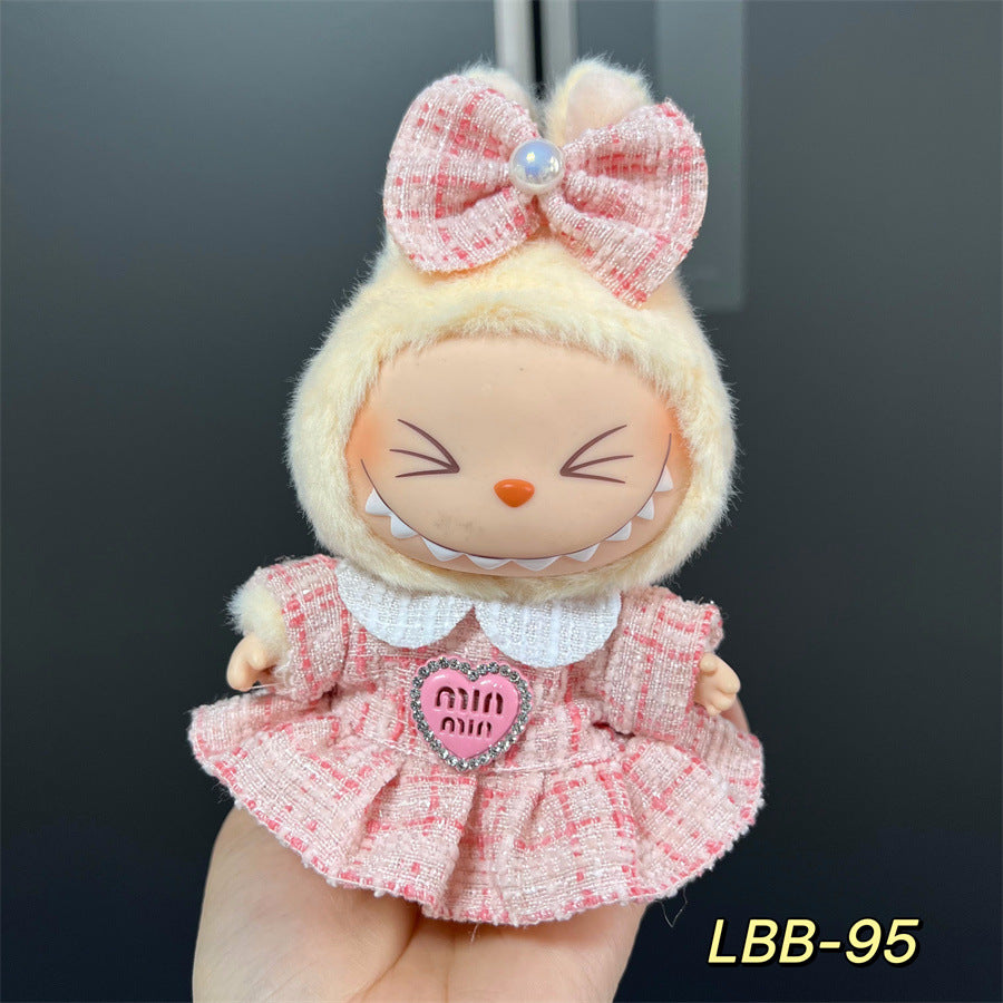 Labubu Doll Vinyl Rab 17cm Doll Cute Dress Casual suit Skirt Plush Toy Clothes