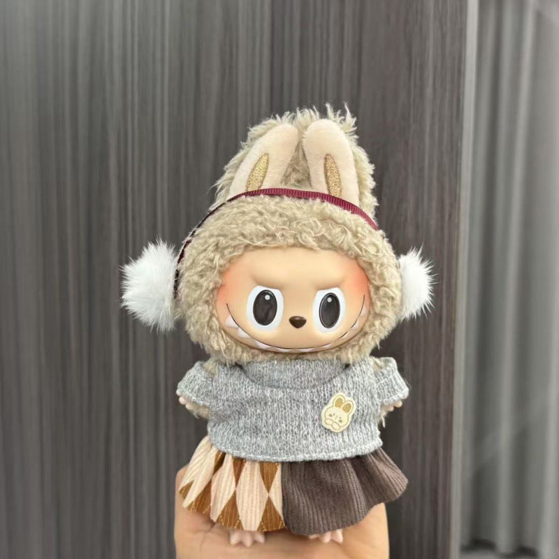 Rab cloth doll labubu17cm pendant one or two generations of vinyl plush doll suit accessories for clothes
