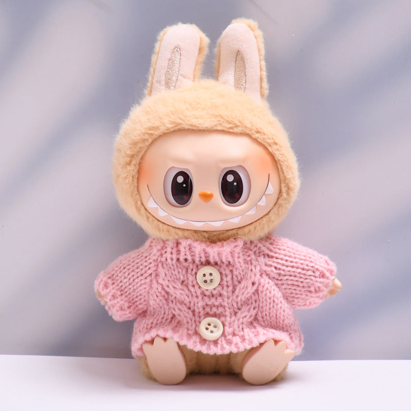 Labubu Doll Button Sweater & Hat Outfit Set for 1st & 2nd Gen Pendants