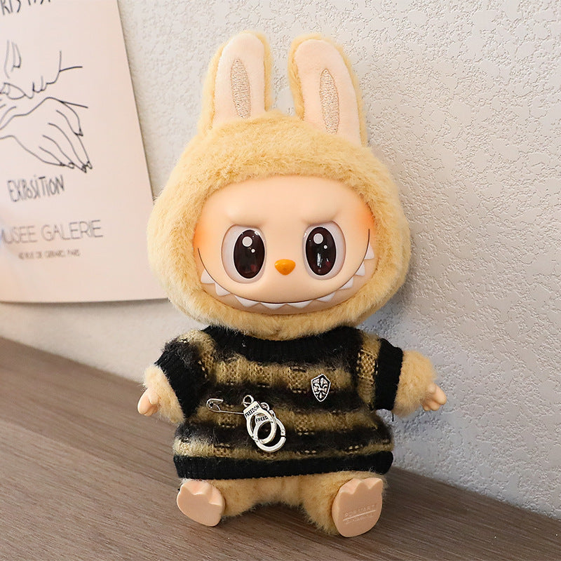 Generation One and Two Rags Clothes Labubu Blind Box Keychain Vinyl Doll Sweater suit Hat Shoes Glasses