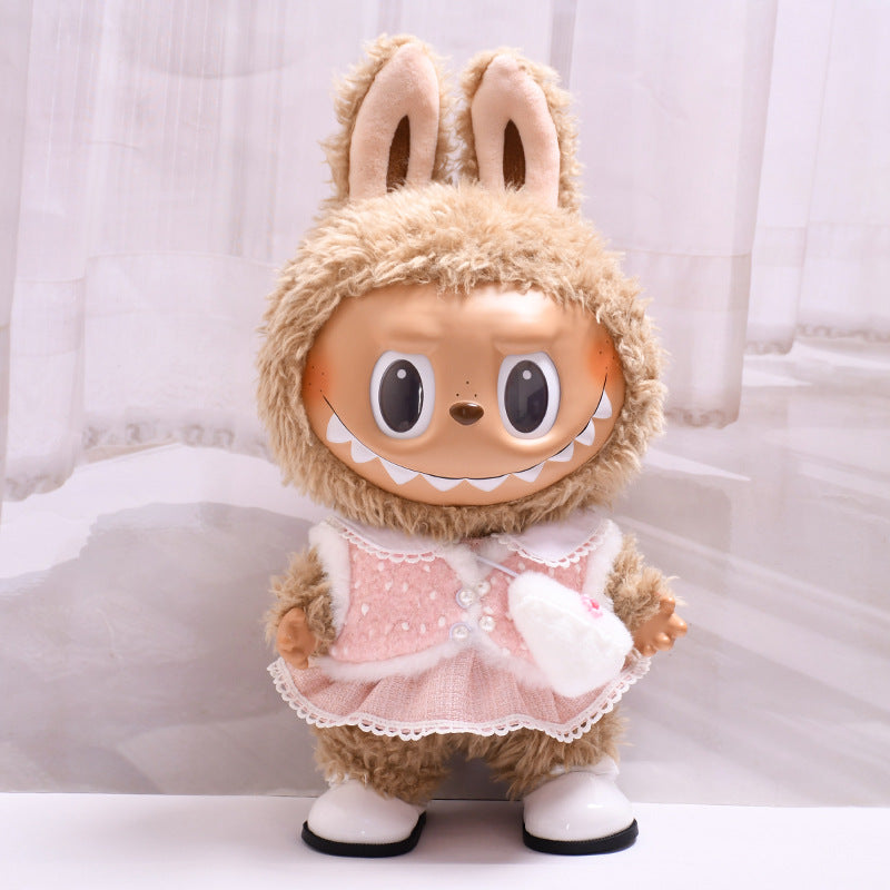 Labubu Doll Outfit - Pink & Green Vest Love Bag Skirt Set for 38cm Labubu
