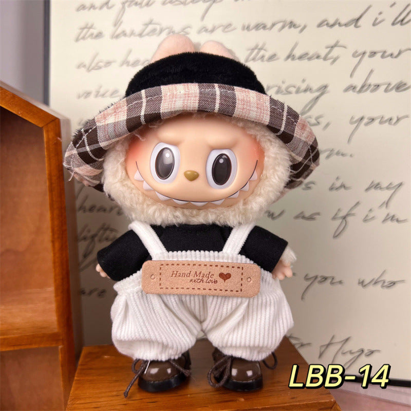 New 17cm Labubu Pendant with Replacement Baby Clothes High Quality Labubu Blind Box Pendant Baby Clothes Decoration Set