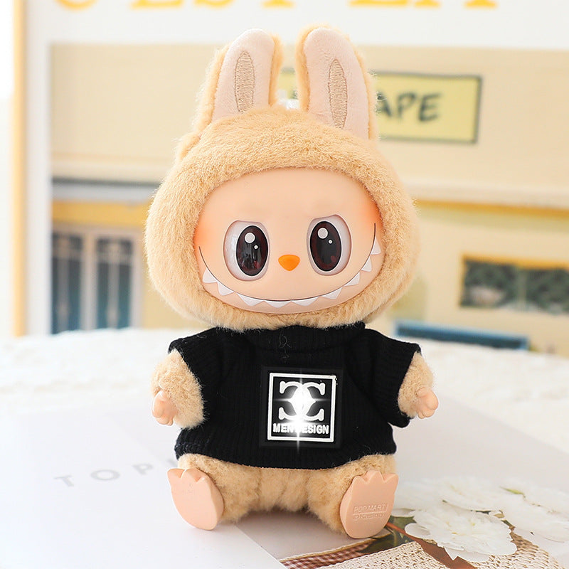 17cm labubu doll coat generation 2 labubu sitting party for leather jacket coat skirt hat shoes