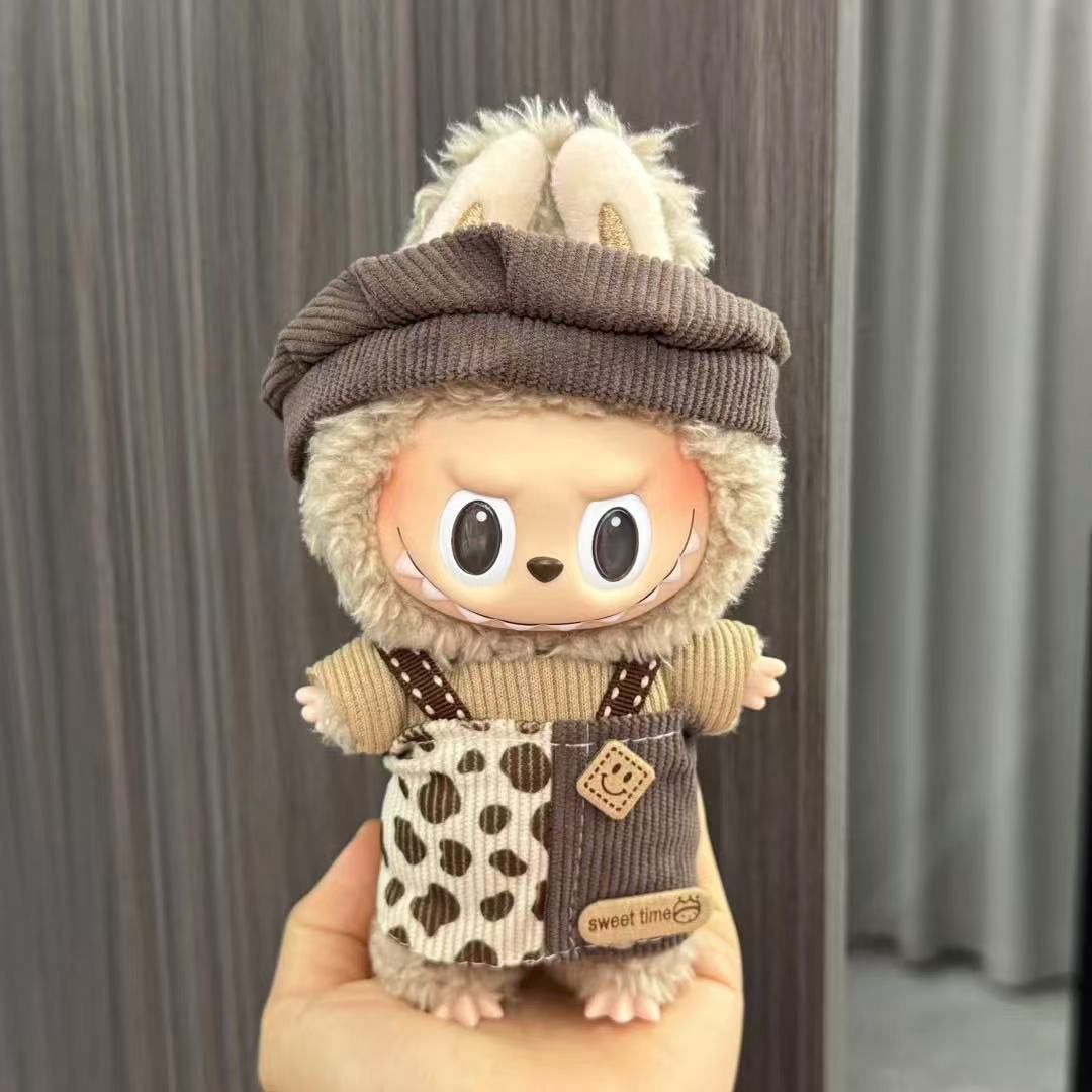 Wholesale labubu doll 17cm pendant one or two generation vinyl plush doll with suit for clothes