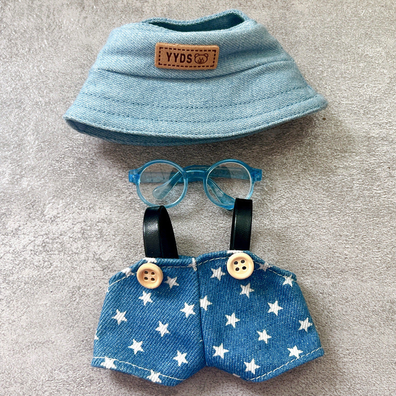 Labubu Doll Outfit - Denim Overalls & Hat Set for 1st-3rd Gen