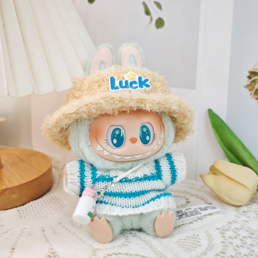 Clothing Only: First, Second, and Third Generation Blind Box Labubu Pendant Clothing, Sitting Labubu Party Doll Pink Sweater