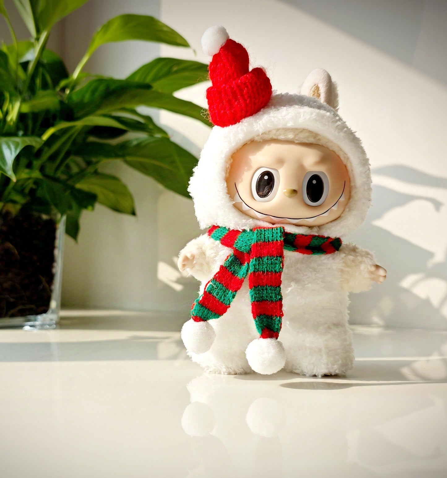 17cm Generation II Labubu Pendant Christmas Cloak Labubu Christmas Clothes Halloween Day Doll Clothes