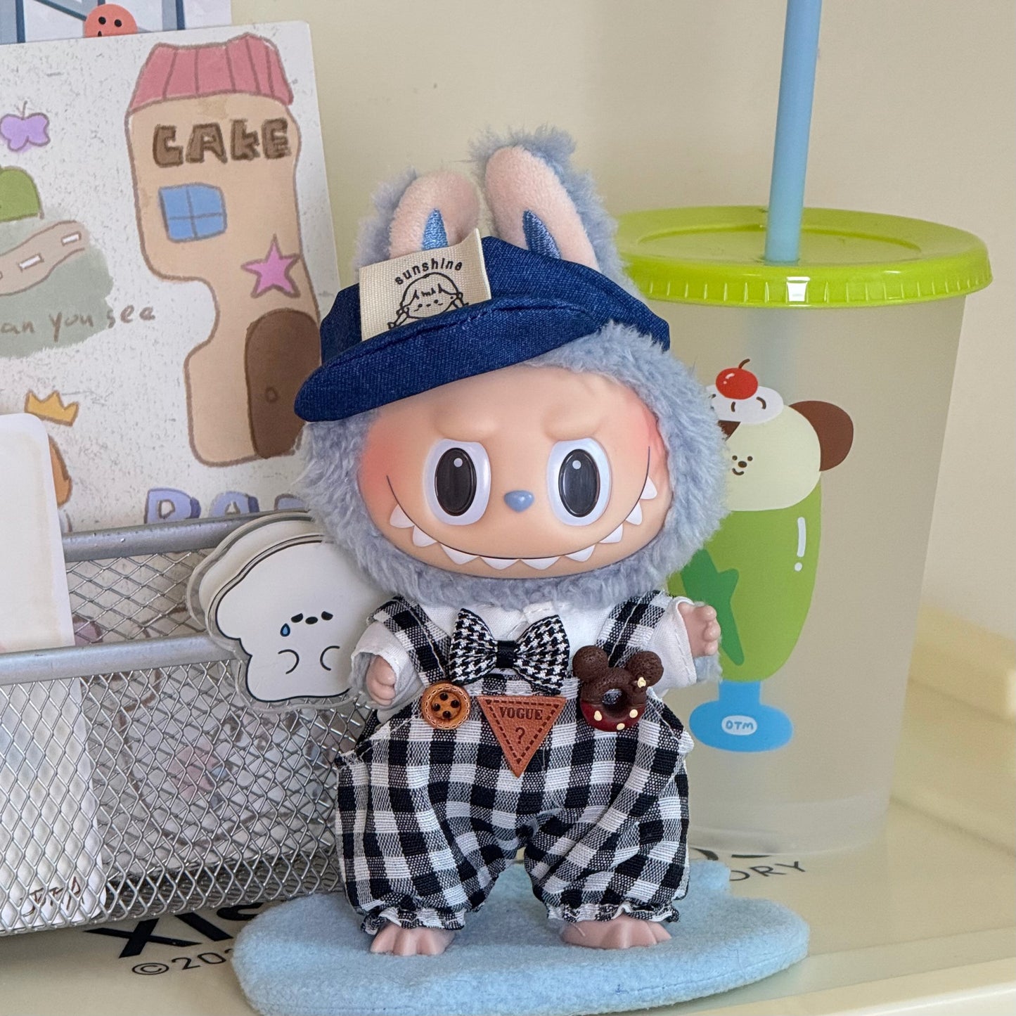 17cm Labubu Pendant Doll Vinyl Labubu Doll Can Wear suit for Plush Toy Clothes