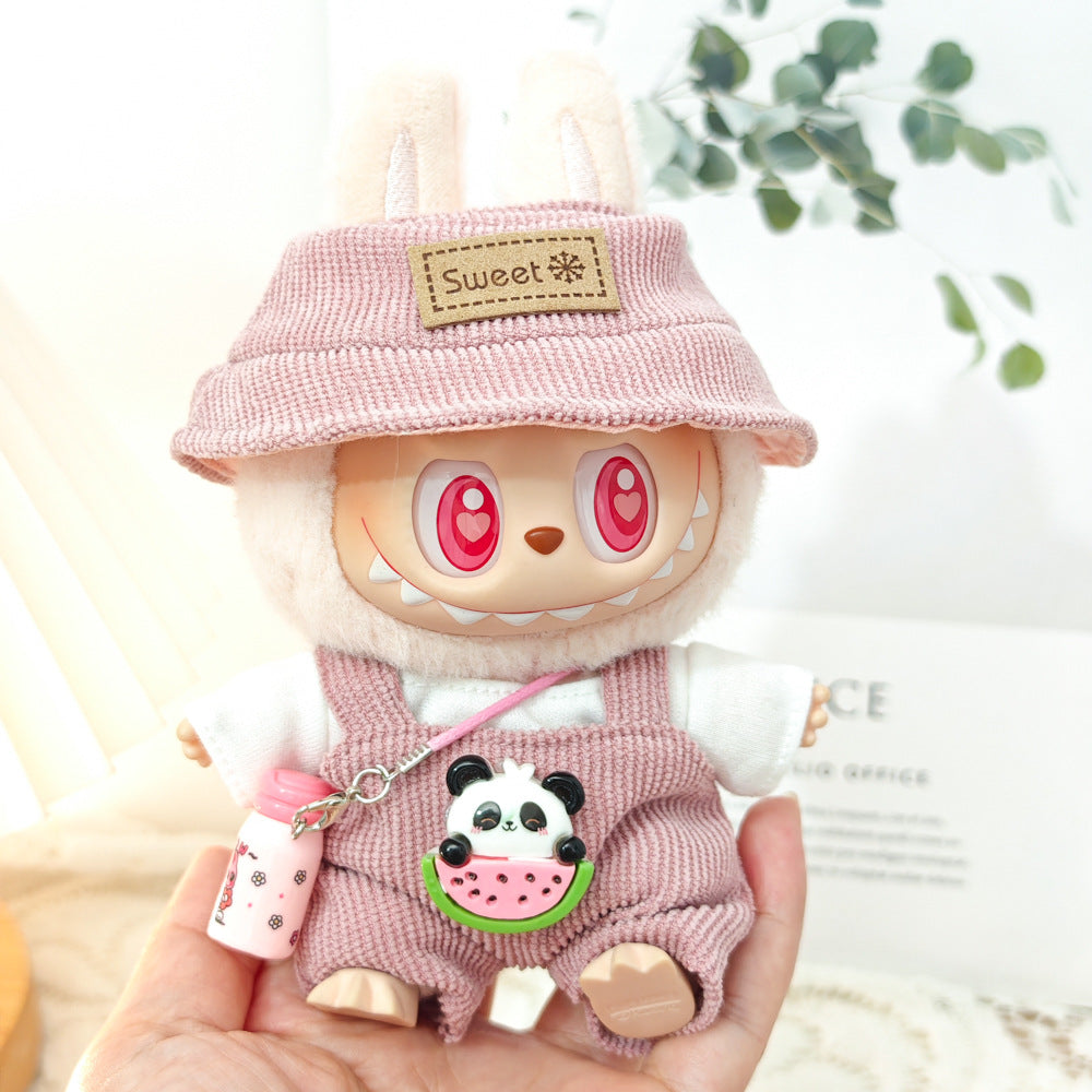 Labubu Doll Outfit Set - Panda Overalls & Hat for 1st & 2nd Gen