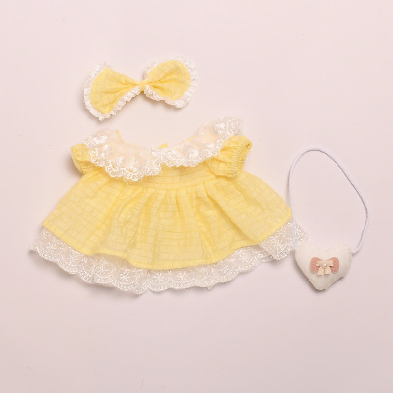 Labubu Doll Dress Outfit for 38cm Vinyl Doll - Princess Lace Skirt & Shoulder Bag