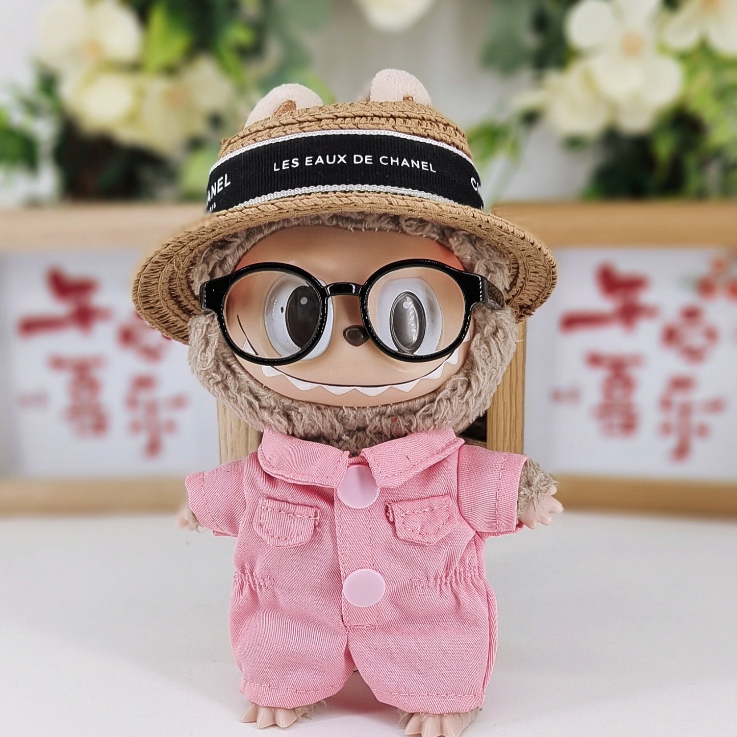 Labubu Doll Pink Jumpsuit Outfit with Accessories