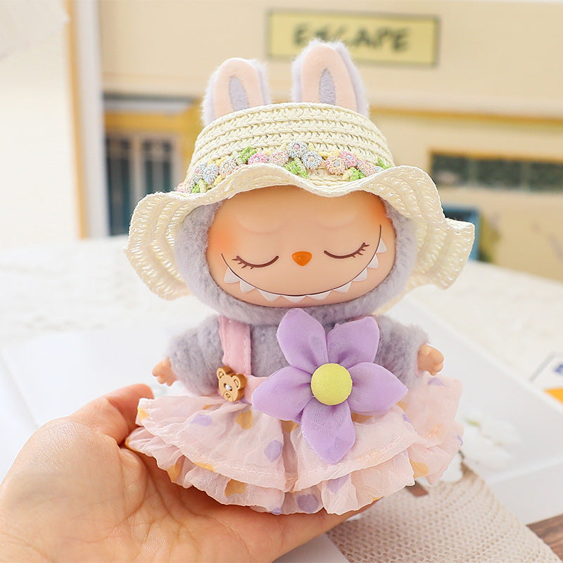 Generation II Blind Box Labubu Pendant Clothes Rab Cloth Sit Clothes Baby Clothes Pink Love Bear dress