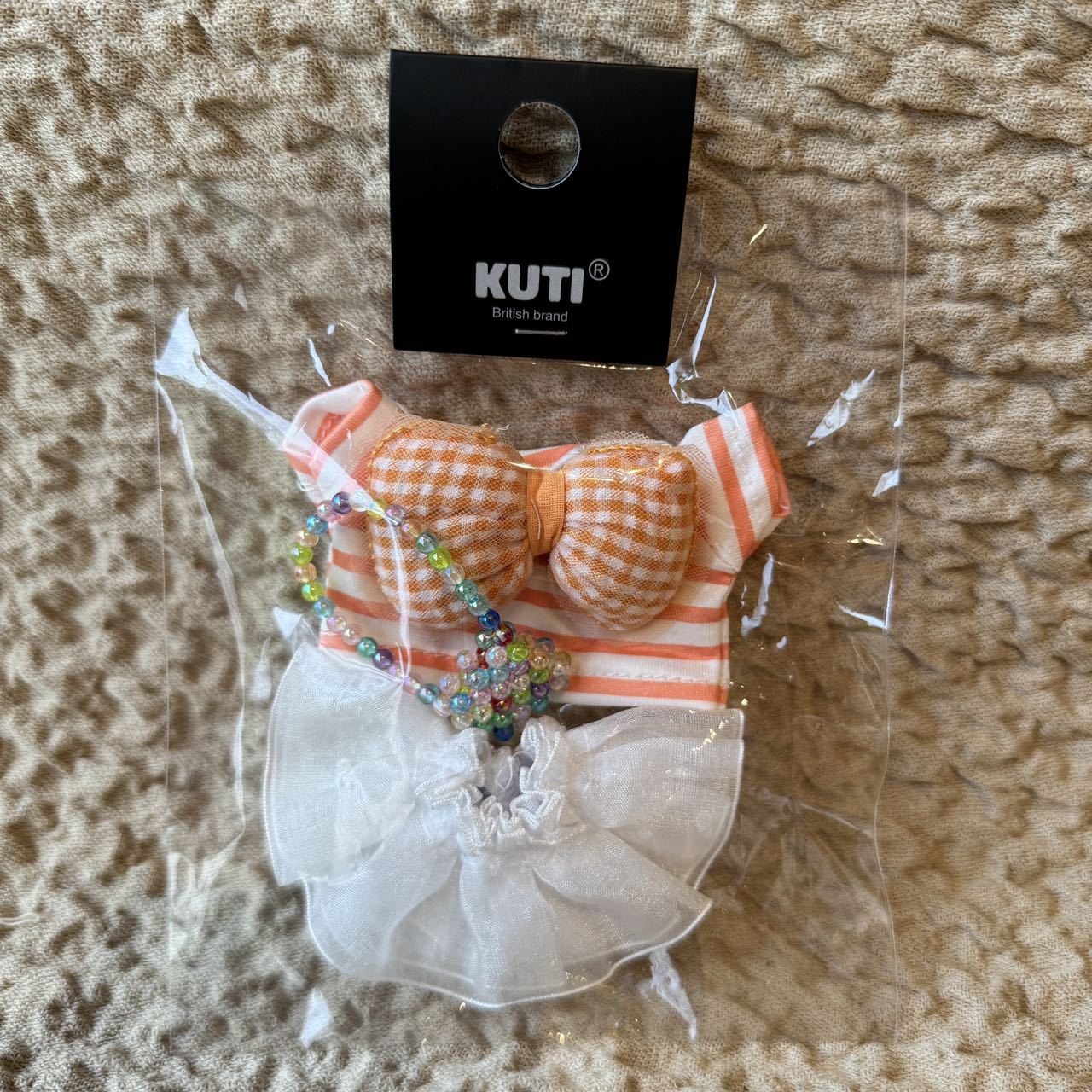 Labubu Doll White Gauze Tutu Skirt with Macaron Bow