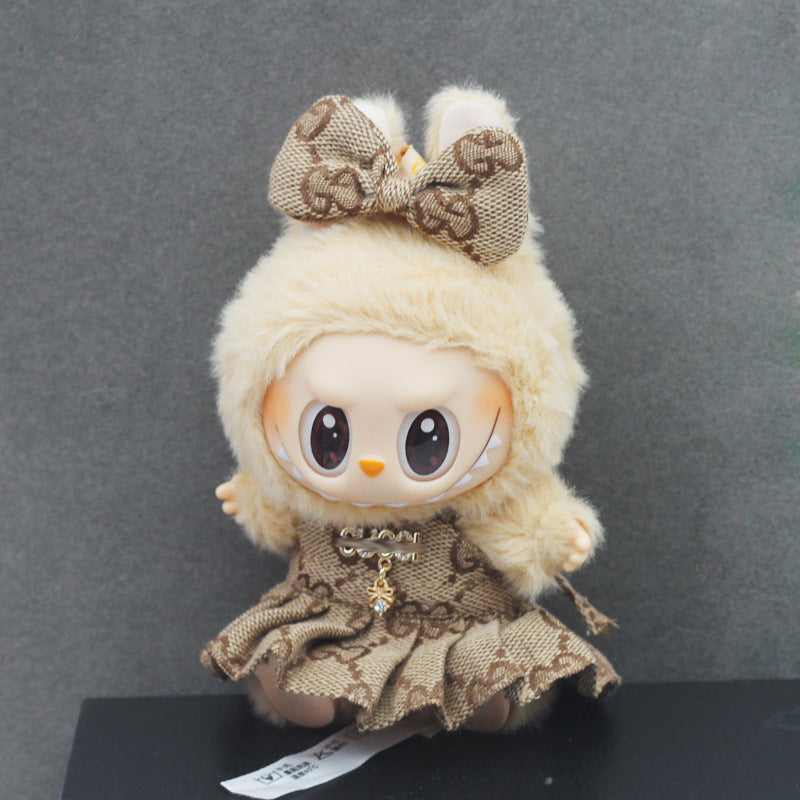 17CM One or Two Generation Blind Box Labubu Pendant Clothes Chanel Strap Skirt suit Brap Cloth Doll Clothes