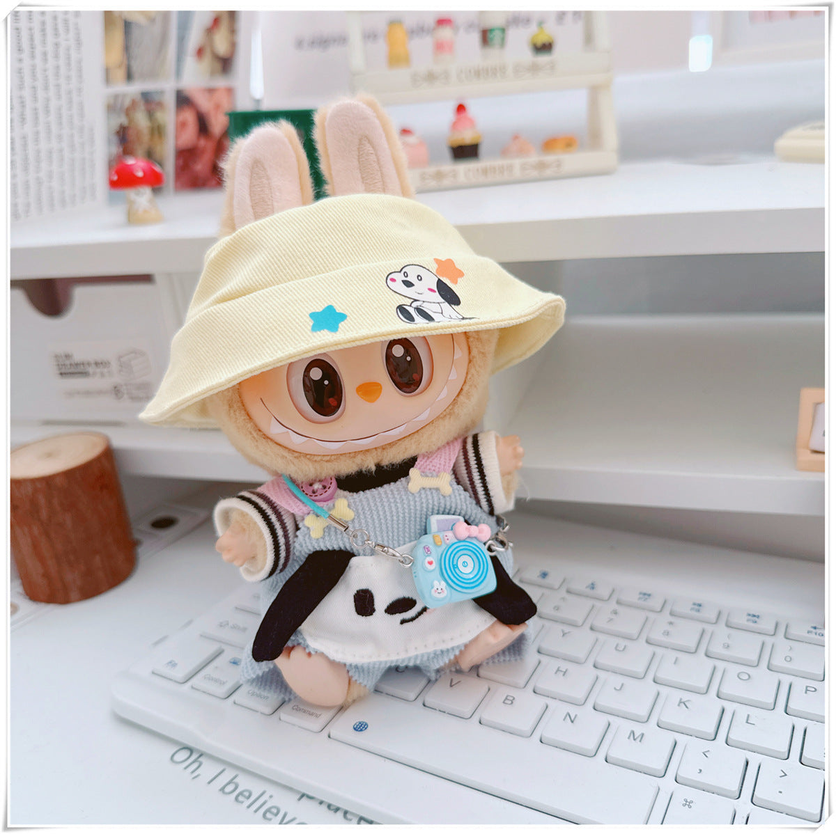 Labubu Doll Clothes - Sweet Dog Travel Outfit & Camera Bags