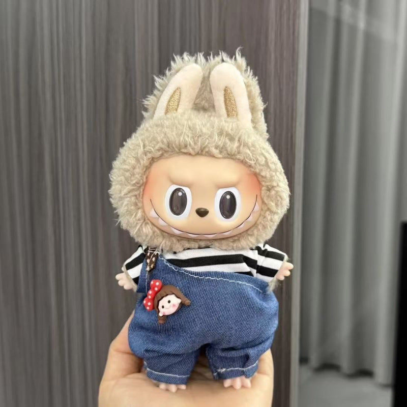 Rab cloth doll labubu17cm pendant one or two generations of vinyl plush doll suit accessories for clothes