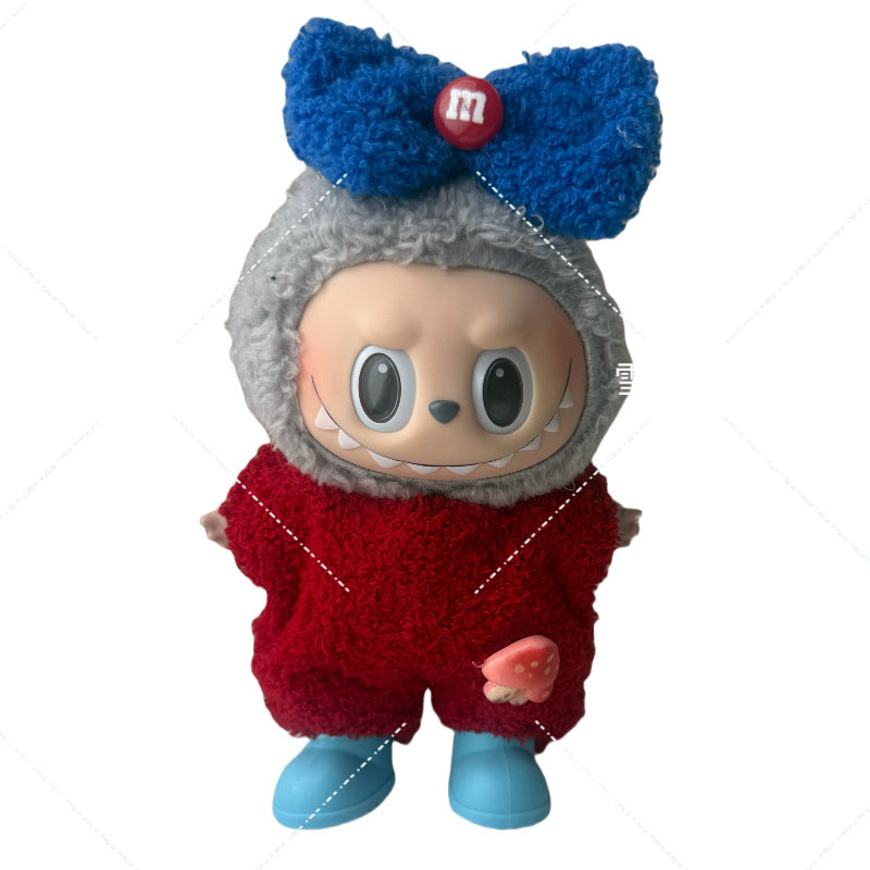 Labubu Doll Outfit - 17cm Baby Clothes with Straw Hat & Sling Dress