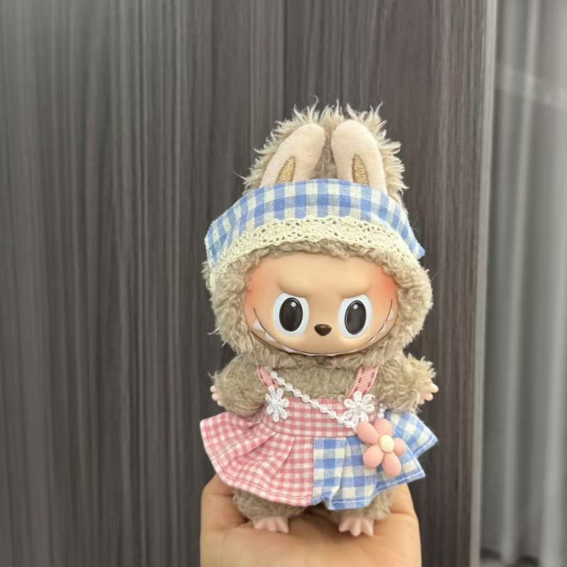 Rab cloth doll labubu17cm pendant one or two generations of vinyl plush doll suit accessories for clothes