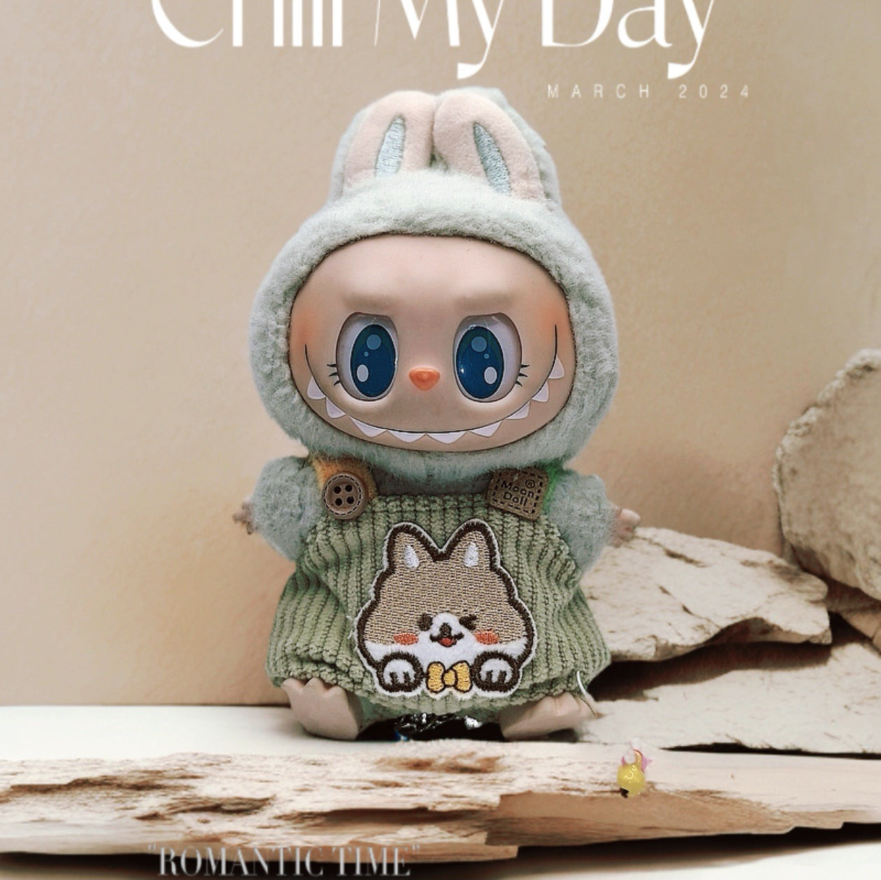 Labubu Doll Outfit - 17cm Cute Overalls & Hat Set