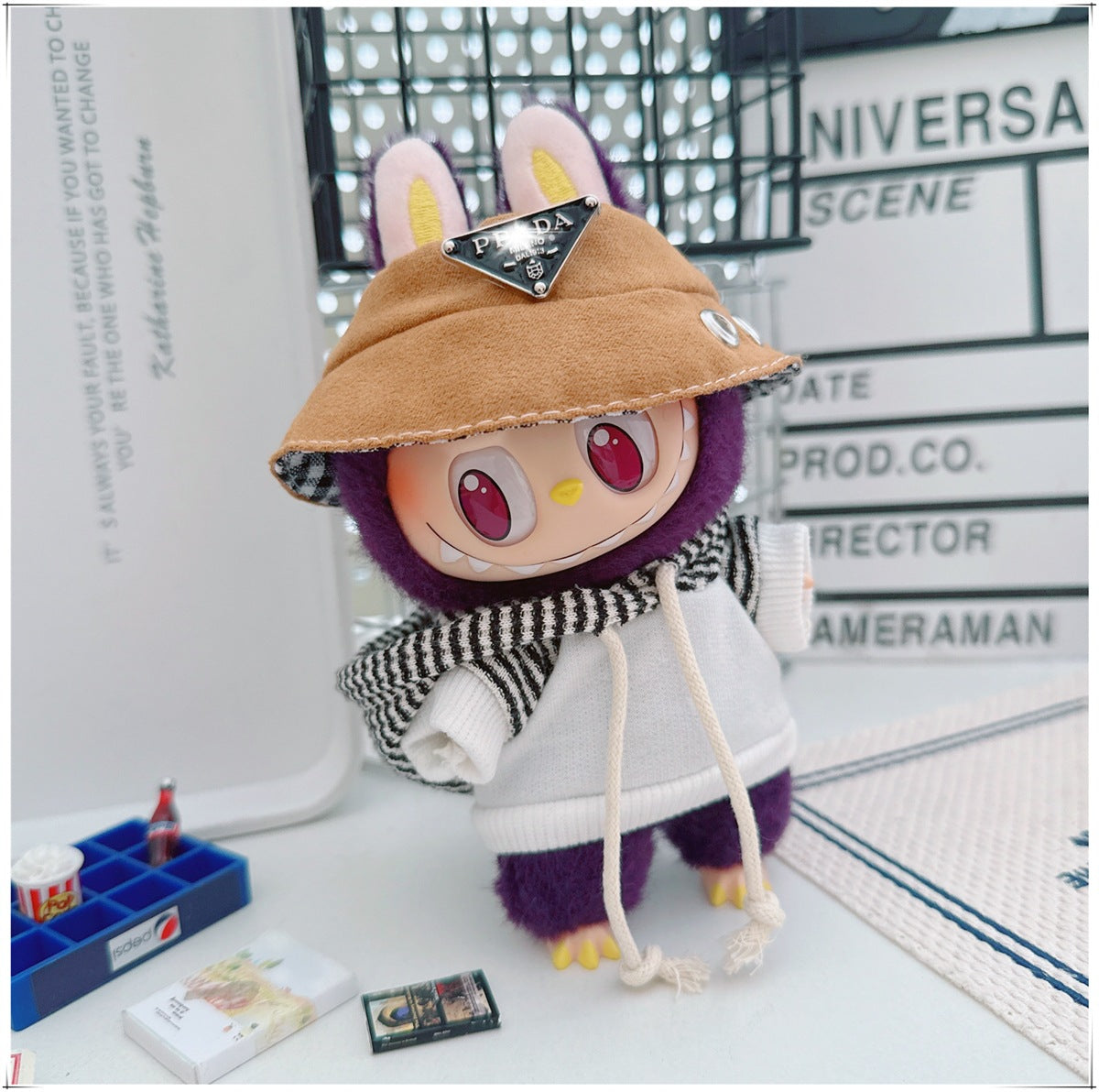 Labubu Doll Outfit - Striped Sweater & Hat Set for 17cm Labubu