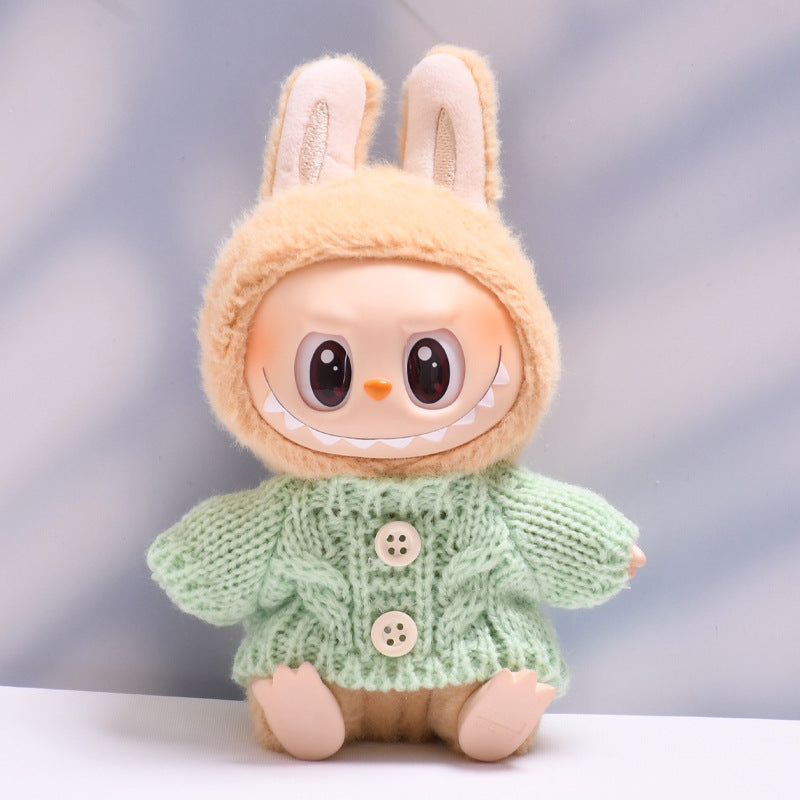Labubu Doll Button Sweater & Hat Outfit Set for 1st & 2nd Gen Pendants