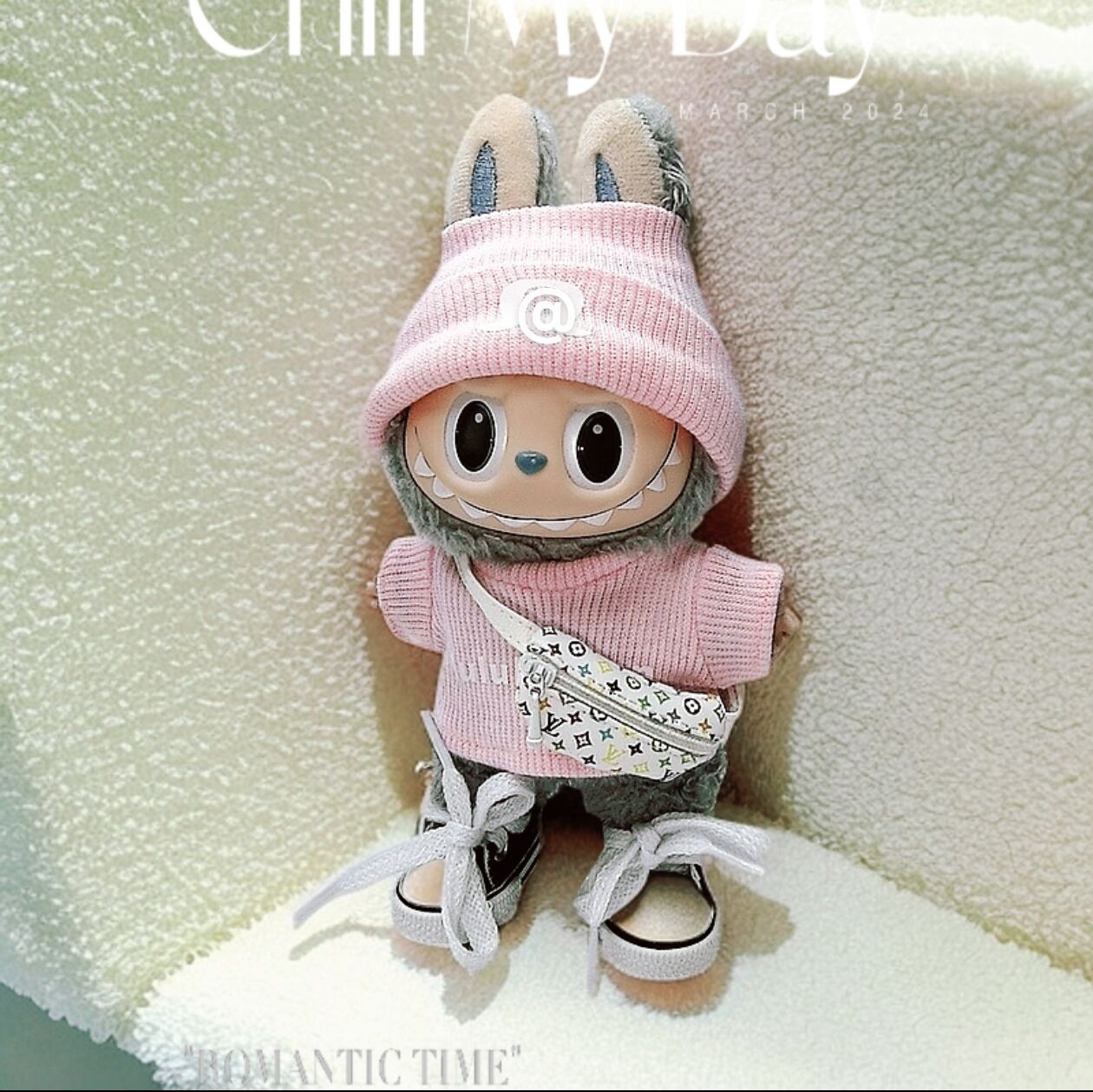 17cm Labubu Doll Pink Two-Piece Outfit Set