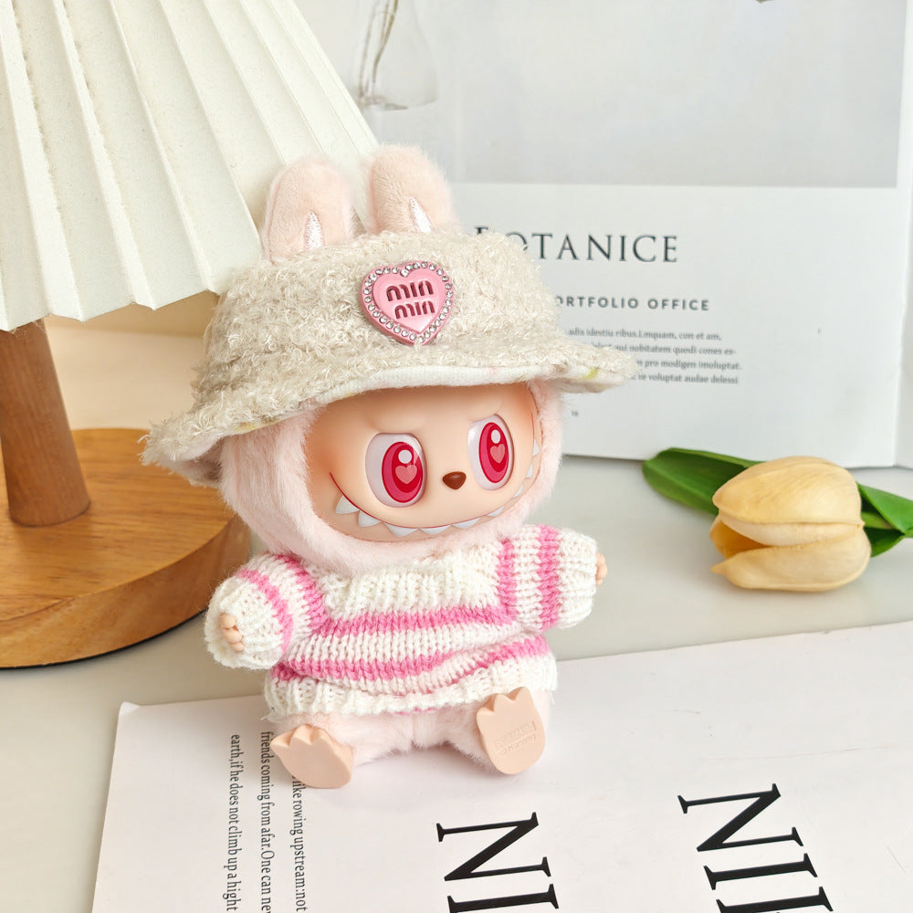 Clothing Only: First, Second, and Third Generation Blind Box Labubu Pendant Clothing, Sitting Labubu Party Doll Pink Sweater