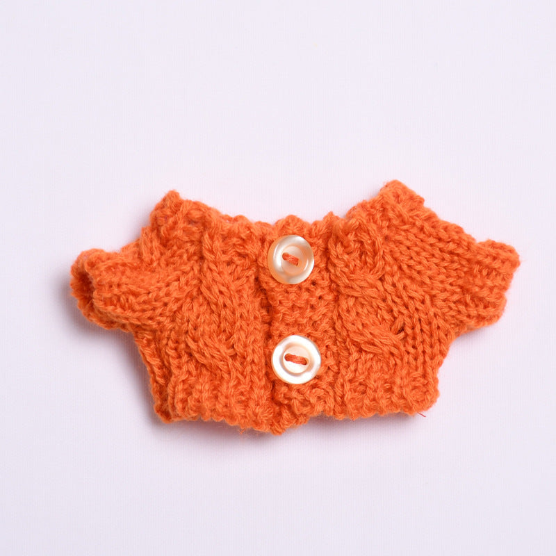 Labubu Doll Winter Outfit - White Sweater & Smiley Wool Hat for 17cm Pendant