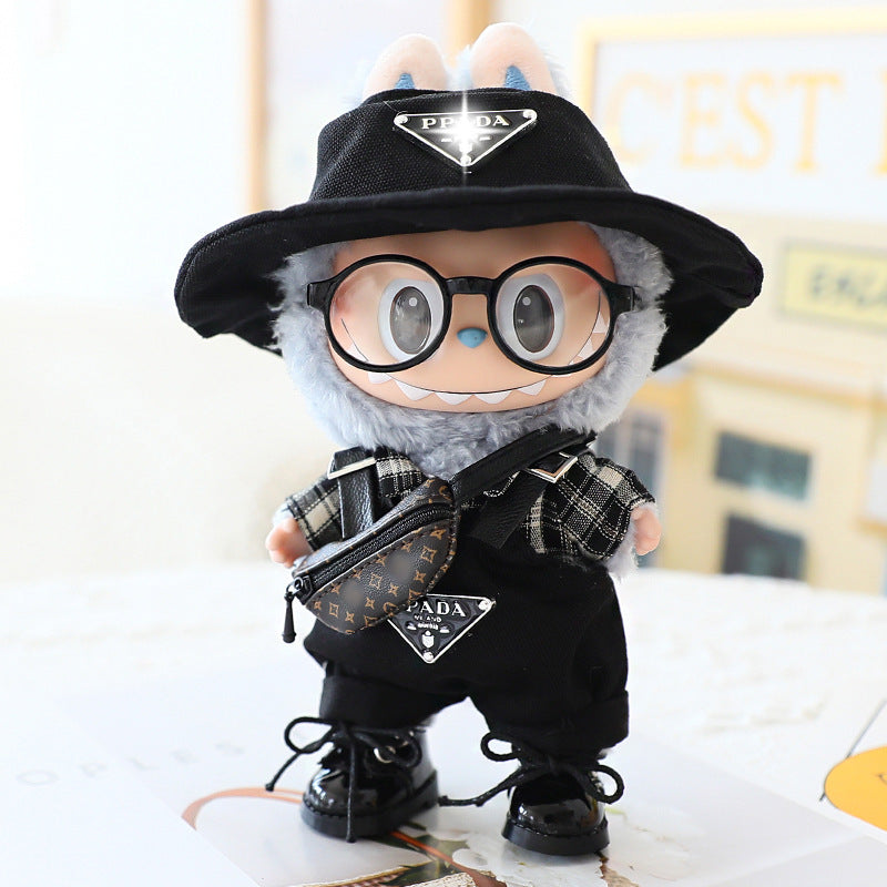 Generation II 17cm Labubu Labubu Doll Vinyl Blind Box Pendant Sitting Party Fashion suit Hat Shoes