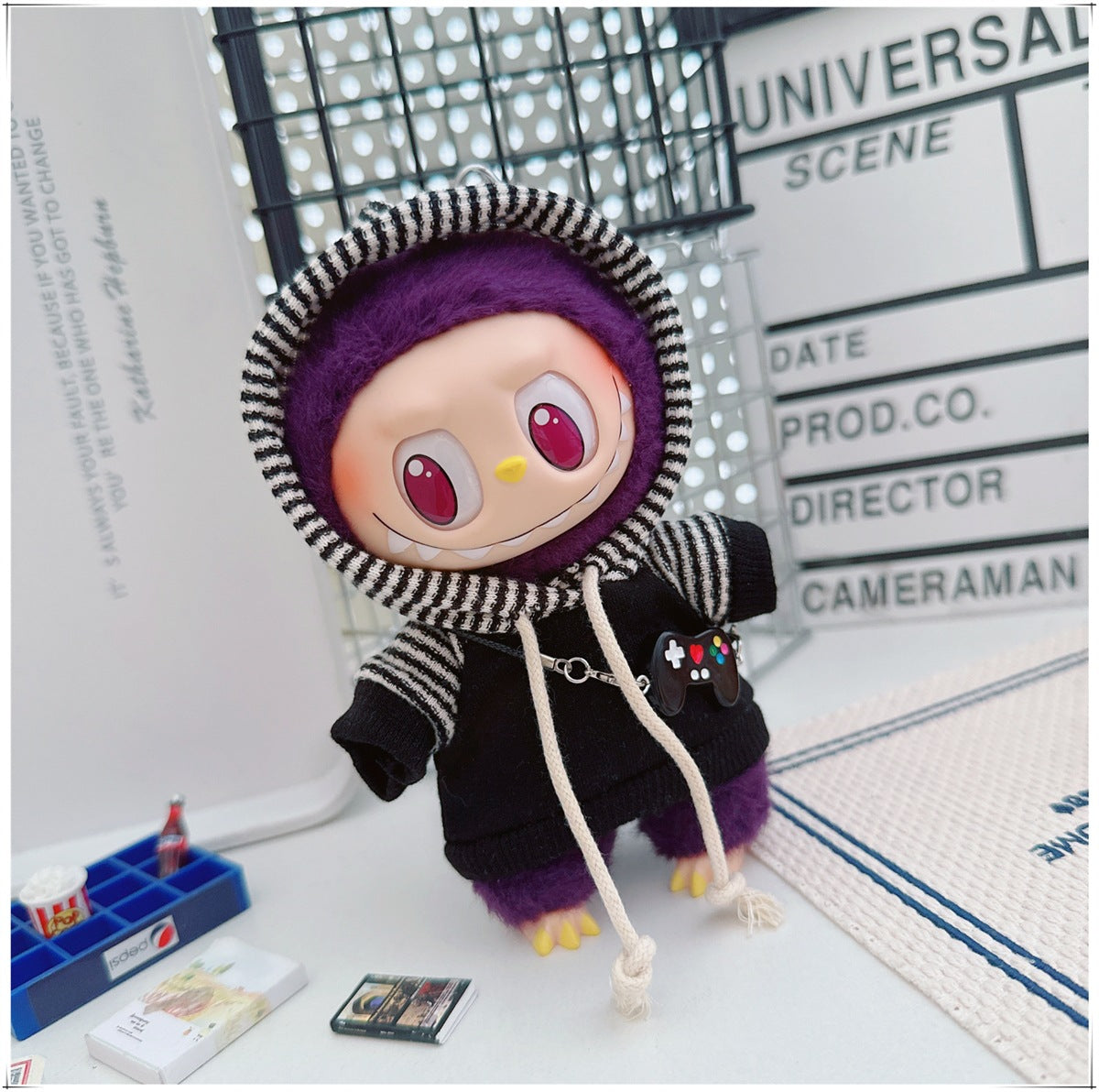 Labubu Doll Outfit - Striped Sweater & Hat Set for 17cm Labubu