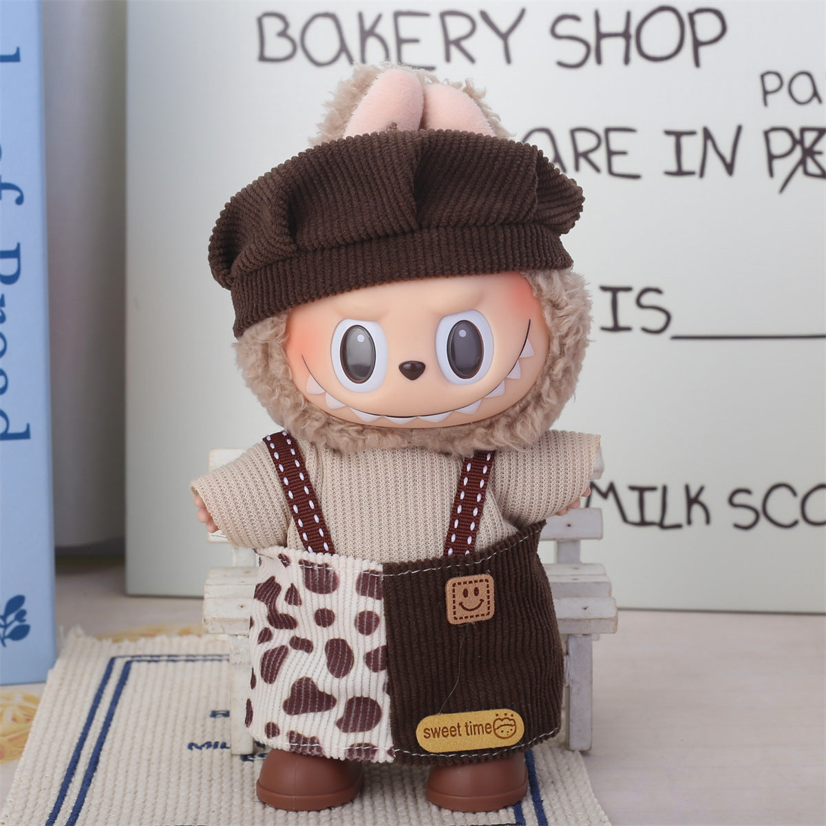 Super Q cute labubu doll 17cm pendant generation for doll plush doll vinyl face change