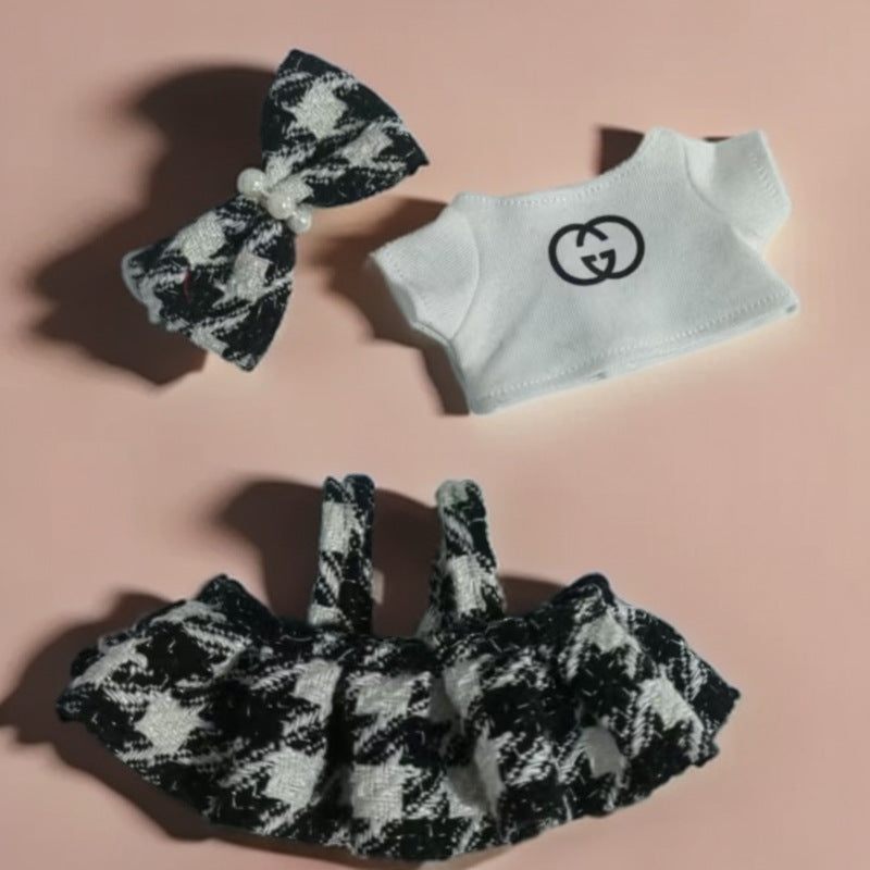 Labubu Blind Box Rags Clothes Chanel Strap Skirt T-shirt Printed T-suit Free Wear Clothes