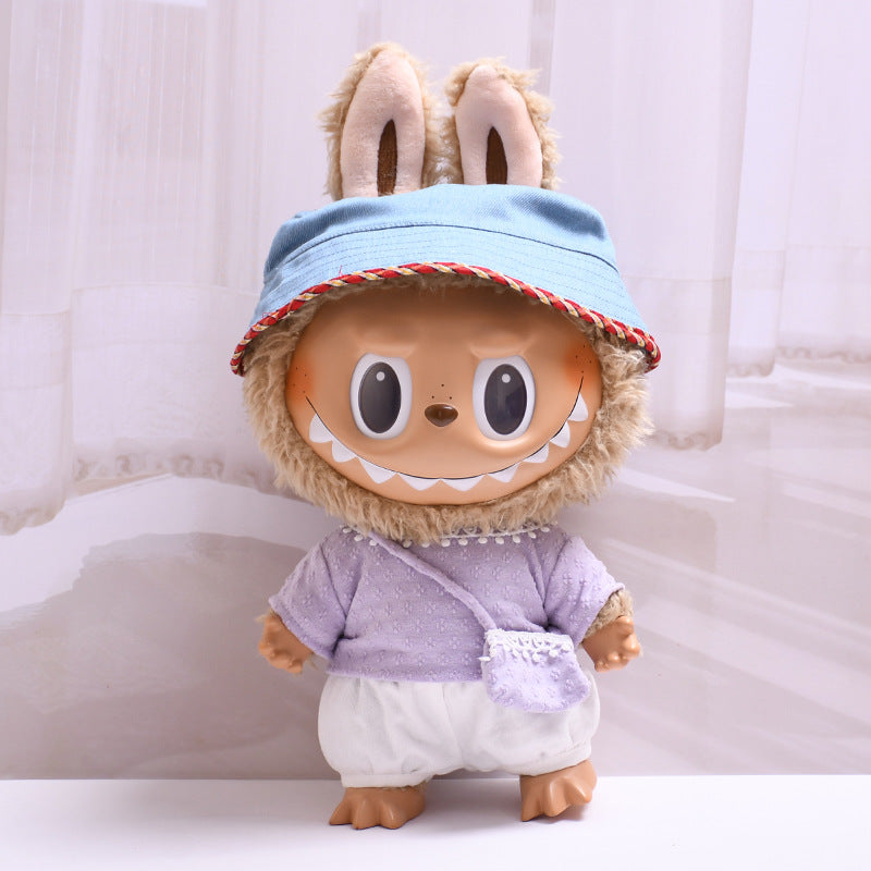 Labubu Doll Knitted Suit with Four-Petal Flower for 38cm Vinyl Doll