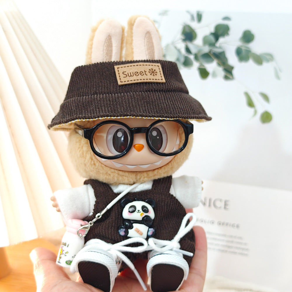 Labubu Doll Outfit Set - Panda Overalls & Hat for 1st & 2nd Gen
