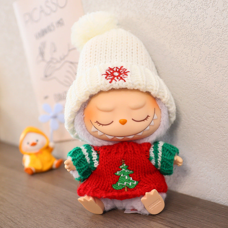 Generation II Blind Box Labubu Doll Clothes LABUBU Sit Party Doll Christmas Cloak Christmas Hat Clothes