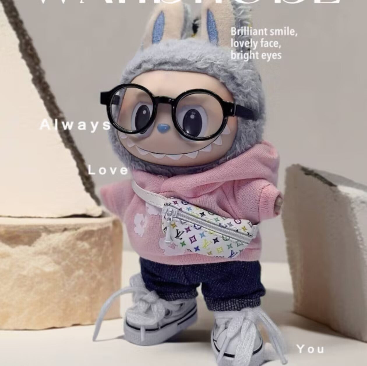 Labubu Doll Outfit - Alo Series Pink Cloud & Jeans Suit