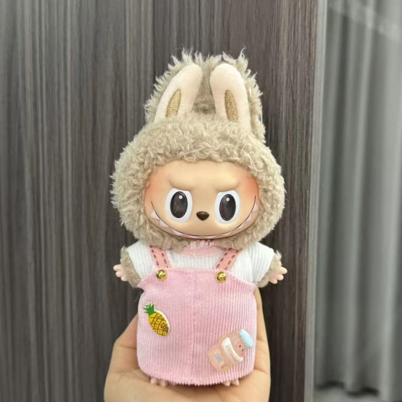 Rab cloth doll labubu17cm pendant one or two generations of vinyl plush doll suit accessories for clothes