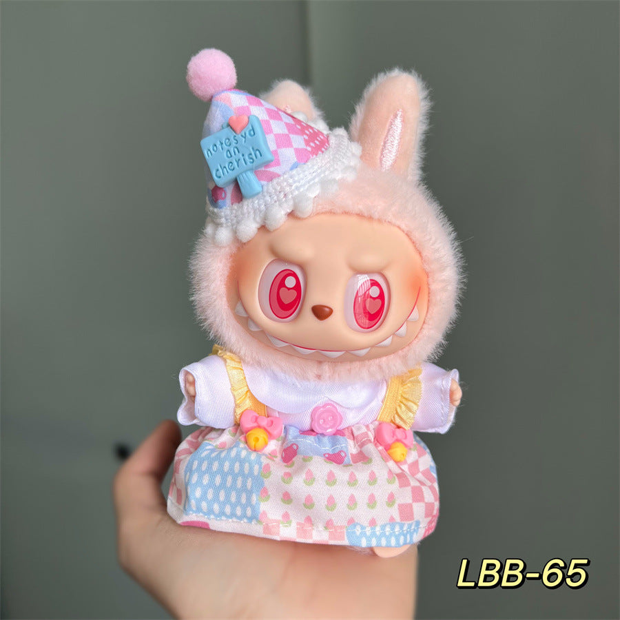 Only clothes for sale cloth baby clothes 17cm plush vinyl labubu sit party generation two generation for suit