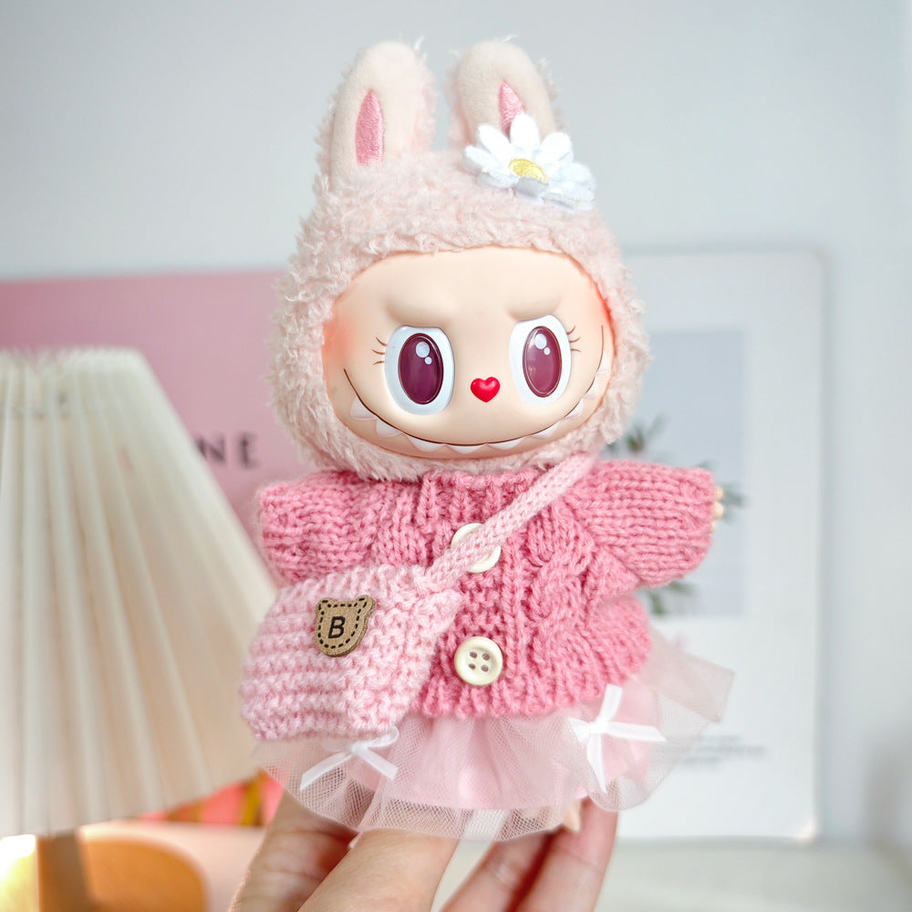 Labubu Doll Outfit - 17cm Sweater, Skirt & Accessories Set